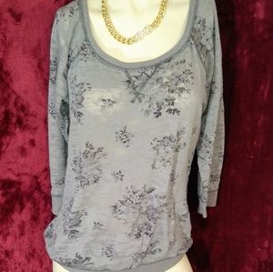 Maurice light gray and black floral print shirt